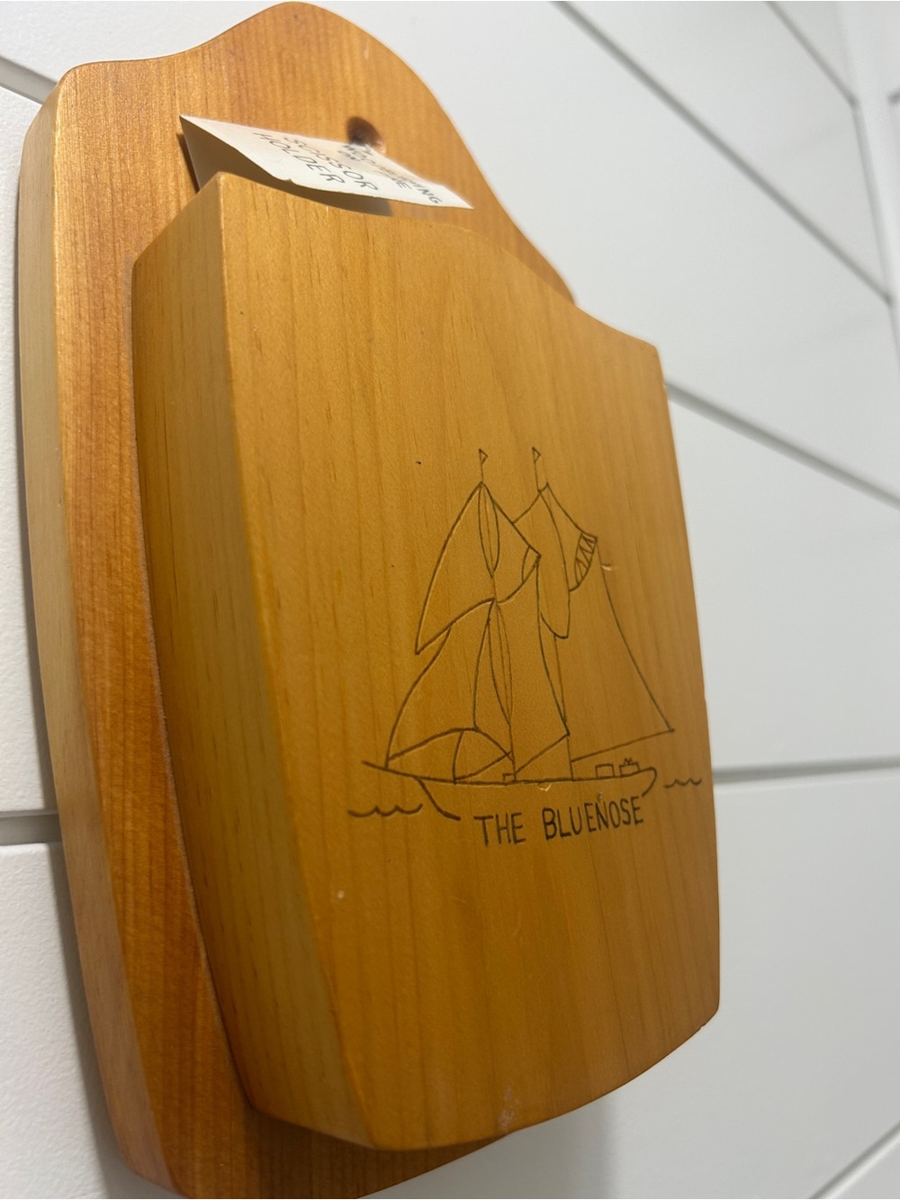 Vintage Bluenose Woodburning on Pine Scissor Holder *Unused*